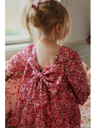 KONGES SLØJD Lila Sequin Bow Dress Sparkling Sangria