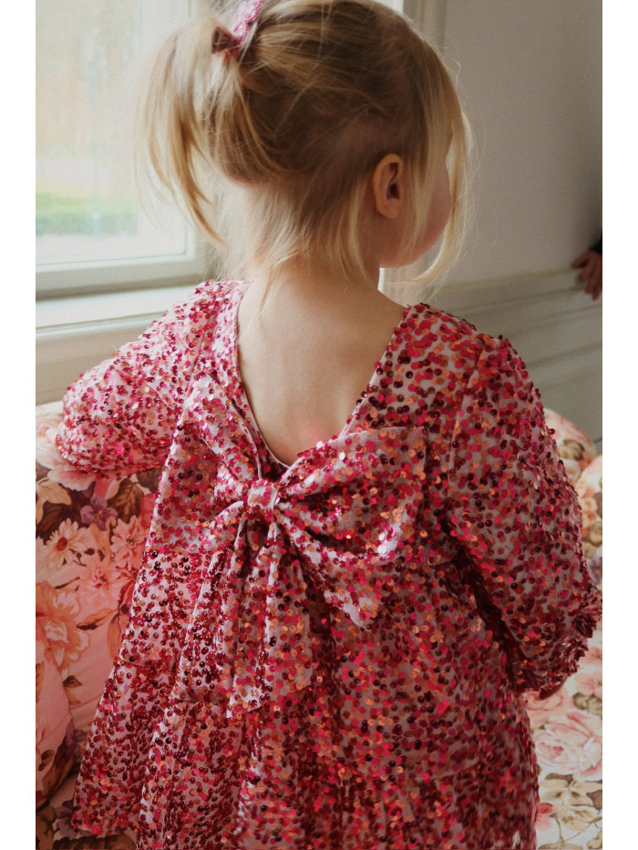 KONGES SLØJD Lila Sequin Bow Dress Sparkling Sangria