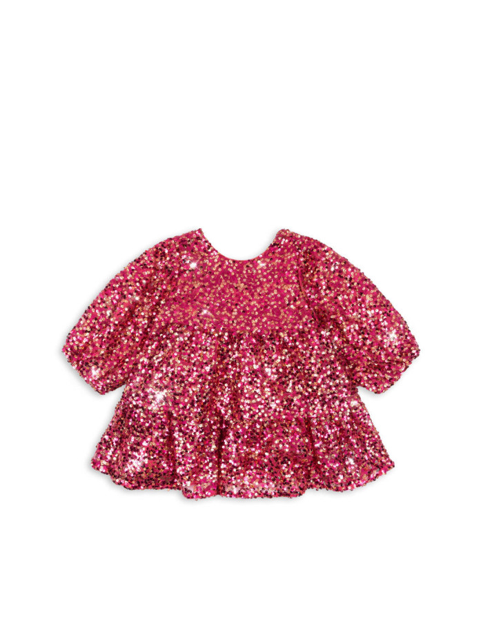 KONGES SLØJD Lila Sequin Bow Dress Sparkling Sangria