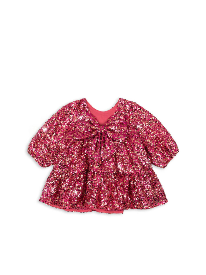 KONGES SLØJD Lila Sequin Bow Dress Sparkling Sangria