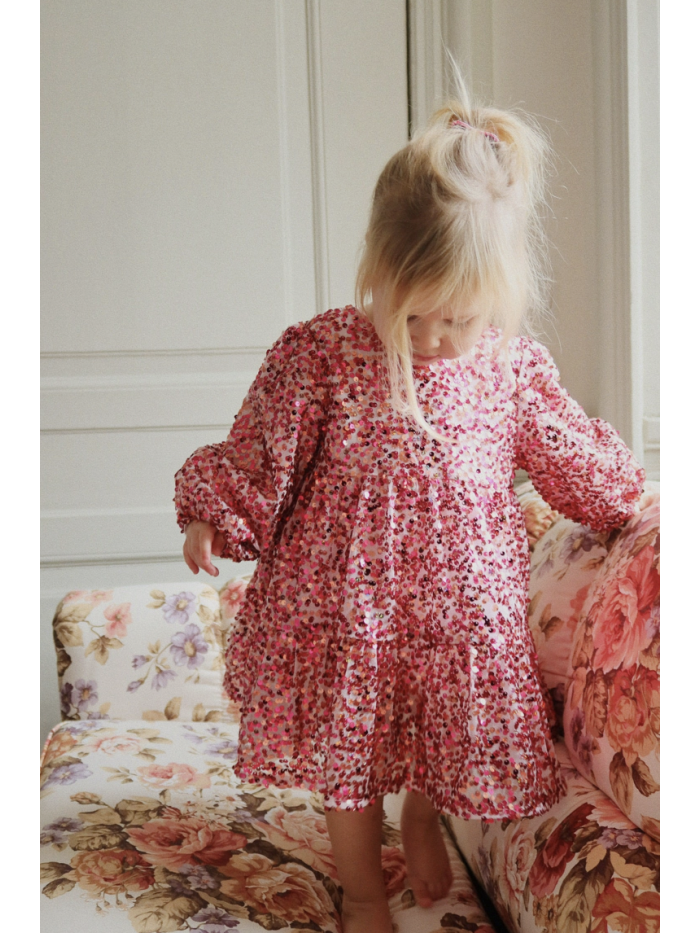 KONGES SLØJD Lila Sequin Bow Dress Sparkling Sangria